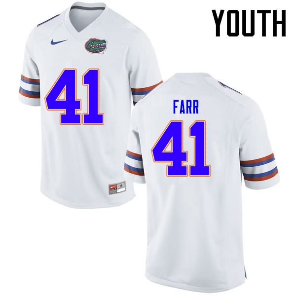 Youth NCAA Florida Gators Ryan Farr #41 Stitched Authentic Nike White College Football Jersey GUM1465OZ